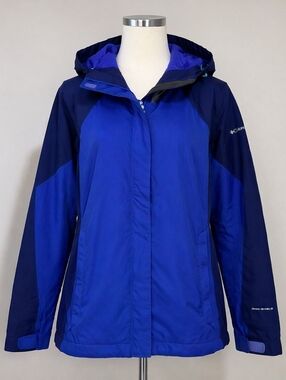 Columbia Omni-Shield Women’s Blue Hooded Rain Jacket Lightweight Windbreaker S